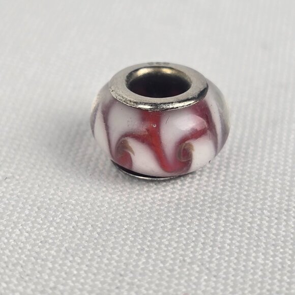 925 Sterling Silver Red Glass European Bracelet Bead - Picture 2 of 5